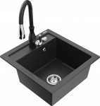 Plautuvė su virtuviniu mai&scaron;ytuvu Mexen Vito Savita, granitas, 52 cm x 49 cm x 21 cm, juoda sp./chromo sp.