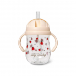 Gertuvė su silikoniniu &scaron;iaudeliu Vanilla Copenhagen Tritan Ladybug, 300 ml, 6+ mėn., plastikas, skaidri sp./raudona sp.