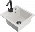 Plautuvė su virtuviniu mai&scaron;ytuvu Mexen Vito, granitas, 49 cm x 52 cm x 21 cm, balta sp./juoda sp.