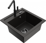 Plautuvė su virtuviniu mai&scaron;ytuvu Mexen Vito, granitas, 49 cm x 52 cm x 21 cm, metallic black / gold