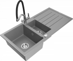 Plautuvė su virtuviniu mai&scaron;ytuvu Mexen Andres Grey+Black/Chrome, granitas, 100 cm x 50 cm x 20 cm, grey+black/chrome