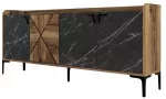 Komoda Kalune Design Venedik 845HCT5313, juoda sp./rie&scaron;uto sp., 78 cm x 180 cm x 35 cm