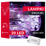 Lempučių girlianda Springos CL0013, 2 m, &scaron;alta balta / rožinė, 20 LED