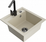 Plautuvė su virtuviniu mai&scaron;ytuvu Mexen Vito, granitas, 49 cm x 52 cm x 21 cm, juoda sp./smėlio sp.