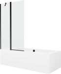 Vonia su sienele, laisvai pastatoma Mexen Cube, 170 cm x 80 cm x 39 cm, stačiakampis, skaidri/balta
