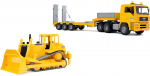 Automobilių rinkinys Bruder Man TGA Low Loader & Cat Bulldozer, 1:16, geltona