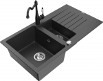 Plautuvė su virtuviniu mai&scaron;ytuvu Mexen Matias, derva/granitas, 90 cm x 50.5 cm x 20 cm, juoda/sidabro/black granite