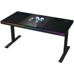 Kompiuterinių žaidimų stalas reguliuojamo auk&scaron;čio Lorgar LRG-DE90W, 140.5 cm x 116.5 cm, 70.5 - 116.5 cm, juoda sp.