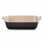 Keramikinis kepimo indas Le Creuset Heritage Stoneware, balta sp./juoda sp., 32.7 cm x 20.3 cm, 2.4 l