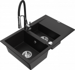 Plautuvė su virtuviniu mai&scaron;ytuvu Mexen Gaspar Aster, granitas, 73.7 cm x 47.5 cm x 17.7 cm, juoda/chromo