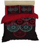 Kalėdinis patalynės užvalkalų komplektas Mijolnir 178PRL2113, juoda sp./mėtinė (mint) sp./raudona sp., 50 x 70 cm, 200 x 220 cm