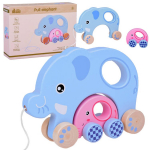 Traukiamas žaislas, dramblys Kids Toyland 2in1, 15 cm, mėlyna sp./rožinė sp.