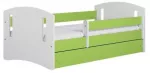 Vaiki&scaron;ka lova Kocot Kids Classic 2, balta sp./žalia sp., 80 x 140 cm, be patalynės dėžės, be čiužinio