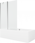 Vonia su sienele, laisvai pastatoma Mexen Cube, 180 cm x 80 cm x 39 cm, stačiakampis, balta/chromo
