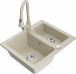 Plautuvė su virtuviniu mai&scaron;ytuvu Mexen Carlos Beige, granitas, 58 cm x 47 cm x 17.7 cm, beige