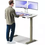 Kompiuterio stalas reguliuojamo auk&scaron;čio Desktronic HomeOne, 120 cm x 60 cm, 119 cm, balta sp./žalia sp.
