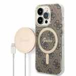 Telefonų dėklų ir įkroviklių komplektas Guess GUBPP14LH4EACSW, Apple iPhone 14 Pro, ruda sp.