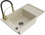Plautuvė su virtuviniu mai&scaron;ytuvu Mexen Elias Aster, granitas, 79.5 cm x 48 cm x 20 cm, aukso/juoda/smėlio