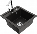 Plautuvė su virtuviniu mai&scaron;ytuvu Mexen Vito, granitas, 49 cm x 52 cm x 21 cm, metallic black / gold sp.