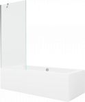 Vonia su sienele, įmontuojama Mexen Cube, 180 cm x 80 cm x 39 cm, stačiakampis, balta/chromo