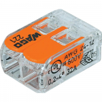 Laidų jungė Wago 221-412/5, 2 x 0,2-4 mm&sup2;, 32 A, oranžinė