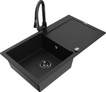 Plautuvė su virtuviniu mai&scaron;ytuvu Mexen Leo, derva/granitas, 80 cm x 50 cm x 19 cm, juoda sp.