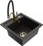 Plautuvė su virtuviniu mai&scaron;ytuvu Mexen Vito, granitas, 52 cm x 49 cm x 21 cm, aukso/juoda/bronzos