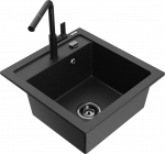 Plautuvė su virtuviniu mai&scaron;ytuvu Mexen Vito, derva/granitas, 49 cm x 52 cm x 21 cm, juoda