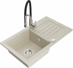 Plautuvė su virtuviniu mai&scaron;ytuvu Mexen Pablo, granitas, 75.2 cm x 43.6 cm x 16.1 cm, beige+black/chrome sp.