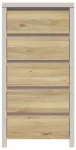 Komoda Kaspian S128-KOM5S-UKA/DMU, ka&scaron;myro sp./mauvella oak sp., 112.5 cm x 56 cm x 40.5 cm