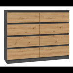 Komoda Malwa M8 120, antracito sp./ąžuolo sp., 97 cm x 120 cm x 40 cm