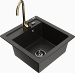 Plautuvė su virtuviniu mai&scaron;ytuvu Mexen Vito, granitas, 49 cm x 52 cm x 21 cm, aukso sp./juoda sp.