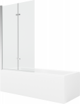 Vonia, su sienele su sienele, laisvai pastatoma Mexen Cubik, 160 cm x 70 cm x 40 cm, stačiakampis, balta sp./chromo sp.