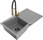 Plautuvė su virtuviniu mai&scaron;ytuvu Mexen Cesar, granitas, 77.5 cm x 47 cm x 20 cm, grey+black/gold sp.