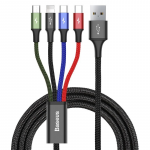 Kabelis Baseus CA1T4-B01, Lightning/Micro USB/USB/USB-C, 120 cm, mėlyna sp./juoda sp./raudona sp.