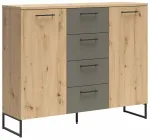 Komoda Auheim L162-KOM2D4S-DASN/UMB/TWI, pilka sp./artisan oak sp., 111 cm x 135 cm x 38 cm