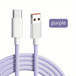 100W USB C laidas, greitas įkrovimas, nailonu pintas.,  Violetinė