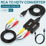 RCA į HDTV Keitiklių Rinkinys su Kabeliais, 1080P ,  Juoda