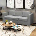 Trivietė sofa, audinys, &scaron;viesiai pilka
