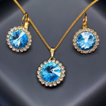 Clarice DiamondSky moteri&scaron;kas papuo&scaron;alų rinkinys (Aquamarine Blue)&ldquo; su Swarovski kristalais, mėlyna