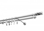 Dvigubas karnizas metalinis 19 mm + 19 mm OLIMP, 180 cm, nerūdijančio plieno