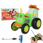 Žaislinis nuotoliniu būdu valdomas &scaron;okinėjantis traktorius Crazy Jumping Car, žalias