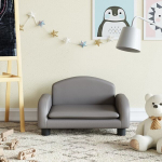 vidaXL Vaiki&scaron;ka sofa, pilkos spalvos, 50x40x30 cm, dirbtinė oda