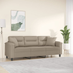 Trivietė sofa su pagalvėmis, taupe, 180cm, mikropluo&scaron;to audinys