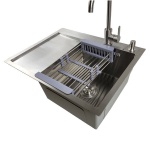 Vieno dubens virtuvės kriauklė su plautuve INOX 63x50R + priedai, be skylės