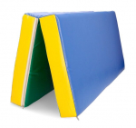 Sulankstomas gimnastikos čiužinys Sanro, 100x100x10 cm, mėlynas/žalias/geltonas