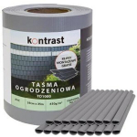 Kontrastinė tvoros privatumo juosta su spaustukais, 19 cm x 35 m, &scaron;viesiai pilka