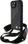 BMW M Edition Carbon Stripe & Strap dėklas iPhone 15 Plus / 14 Plus - juodas