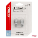 LED lemputės T10 W5W 2*3020 SMD 12/24V balta