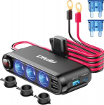 Automobilinis įkroviklis su Usb-c, Usb ir voltmetru